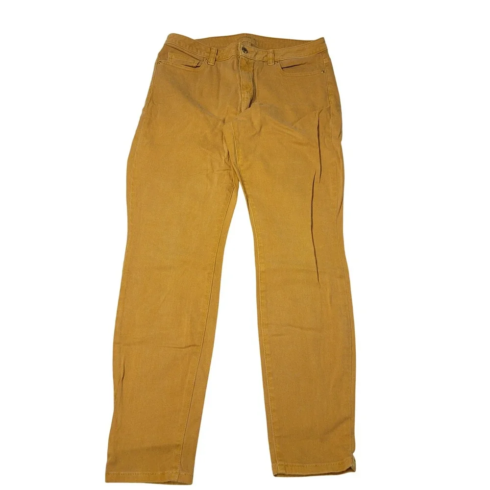 Michael Kors‎ Womens Mustard Yellow Skinny Jeans Size 10 Cotton Blend Stretch